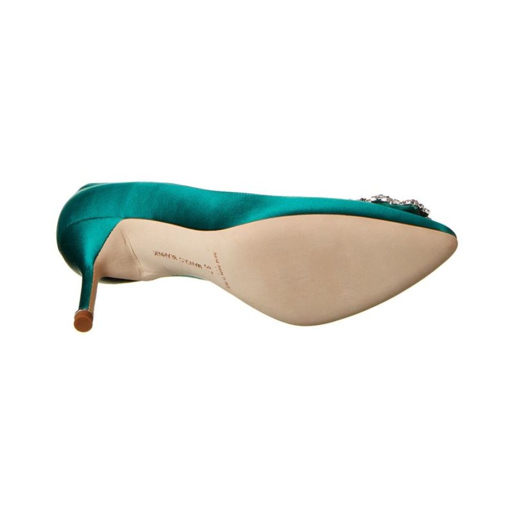 Manolo Blahnik Hangisi 70 Satin Pump, Green - Picture 4 of 5